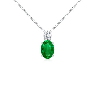 7x5mm AAAA Oval Emerald Solitaire Pendant with Diamond in S999 Silver