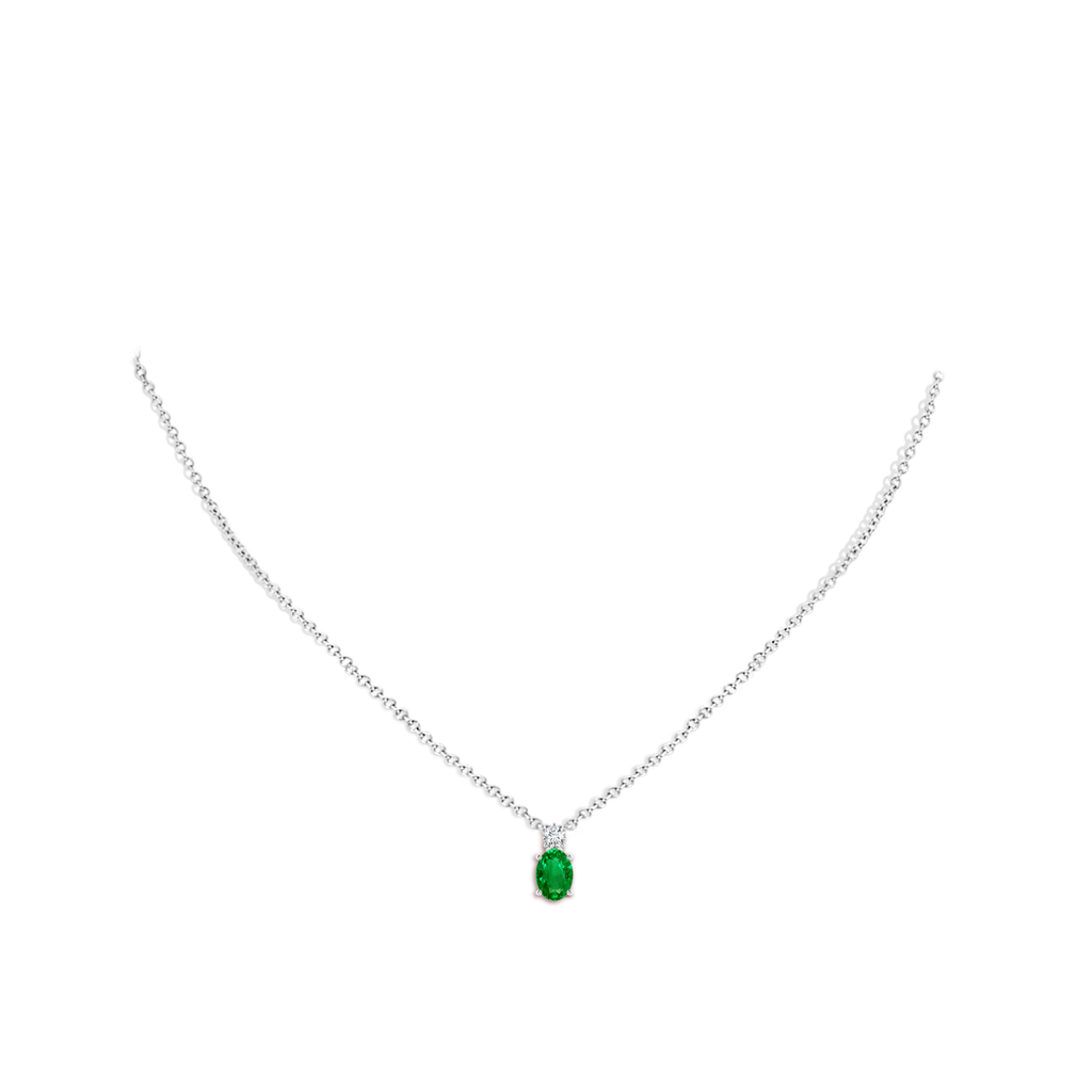 7x5mm AAAA Oval Emerald Solitaire Pendant with Diamond in S999 Silver pen