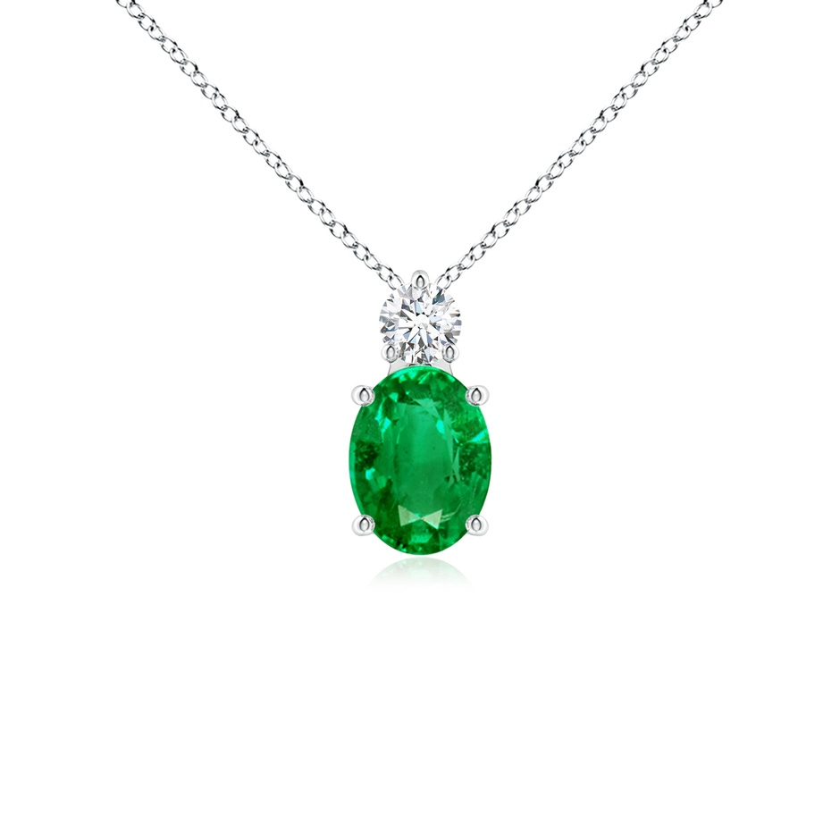 8x6mm AAA Oval Emerald Solitaire Pendant with Diamond in P950 Platinum 