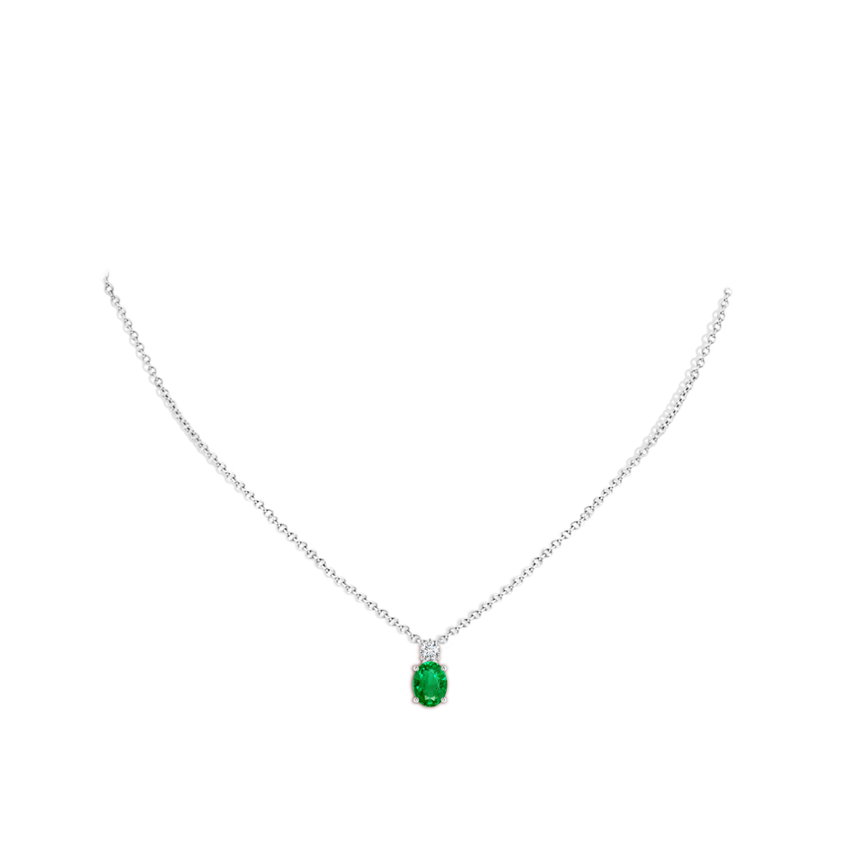 8x6mm AAA Oval Emerald Solitaire Pendant with Diamond in P950 Platinum pen