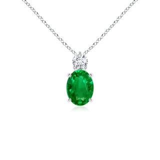 8x6mm AAAA Oval Emerald Solitaire Pendant with Diamond in P950 Platinum