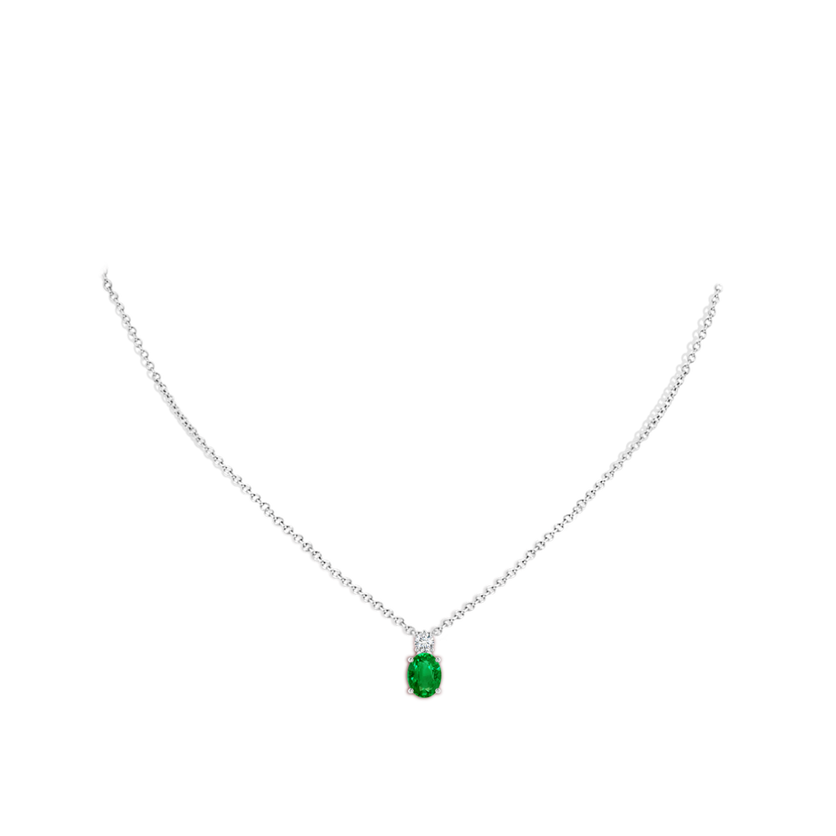 8x6mm AAAA Oval Emerald Solitaire Pendant with Diamond in S999 Silver pen
