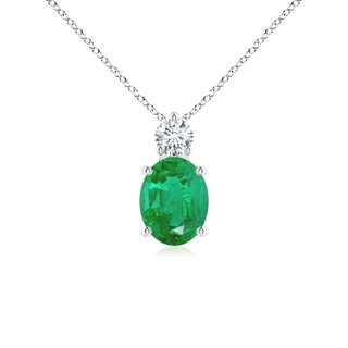 9x7mm AA Oval Emerald Solitaire Pendant with Diamond in P950 Platinum