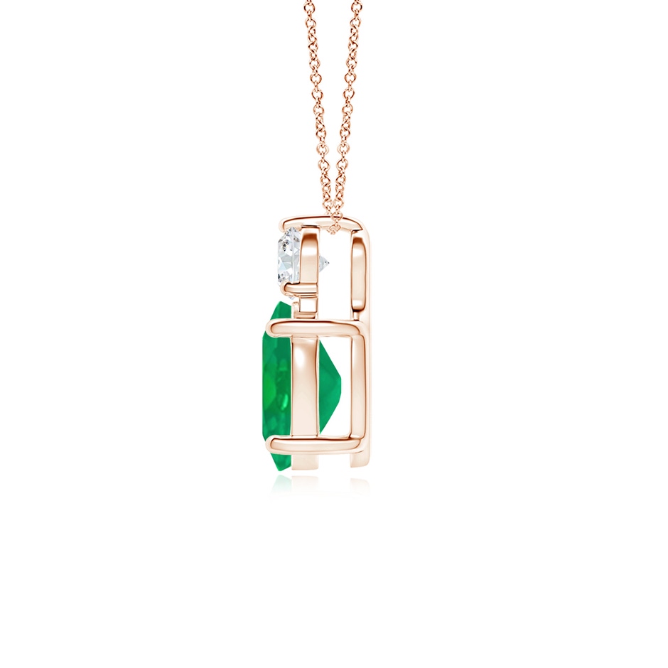 9x7mm AA Oval Emerald Solitaire Pendant with Diamond in Rose Gold side 199