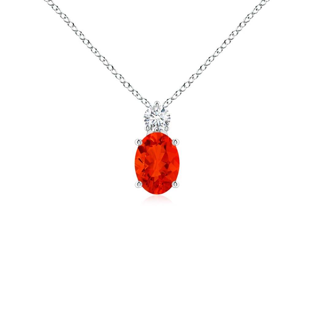 7x5mm AAAA Oval Fire Opal Solitaire Pendant with Diamond in P950 Platinum