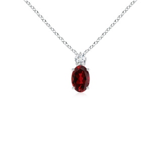 6x4mm AAAA Oval Garnet Solitaire Pendant with Diamond in P950 Platinum