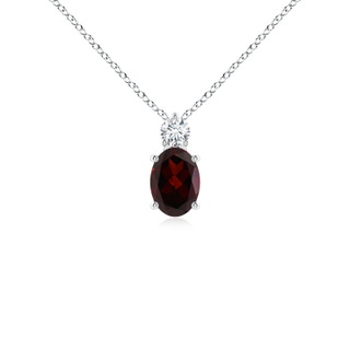 7x5mm A Oval Garnet Solitaire Pendant with Diamond in P950 Platinum