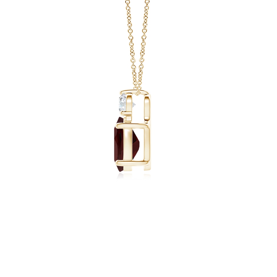 7x5mm AA Oval Garnet Solitaire Pendant with Diamond in Yellow Gold side-1