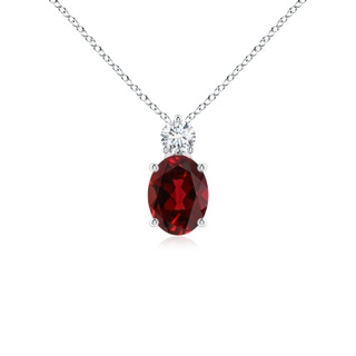 8x6mm AAAA Oval Garnet Solitaire Pendant with Diamond in P950 Platinum