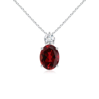 9x7mm AAAA Oval Garnet Solitaire Pendant with Diamond in P950 Platinum