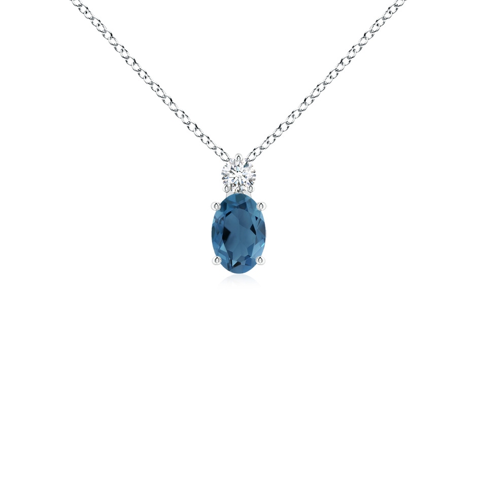 6x4mm A Oval London Blue Topaz Solitaire Pendant with Diamond in P950 Platinum 
