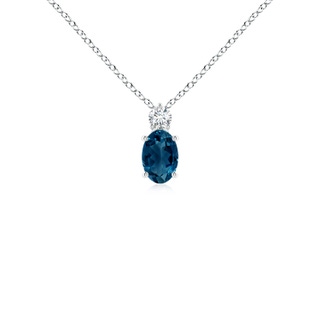 6x4mm AAAA Oval London Blue Topaz Solitaire Pendant with Diamond in P950 Platinum