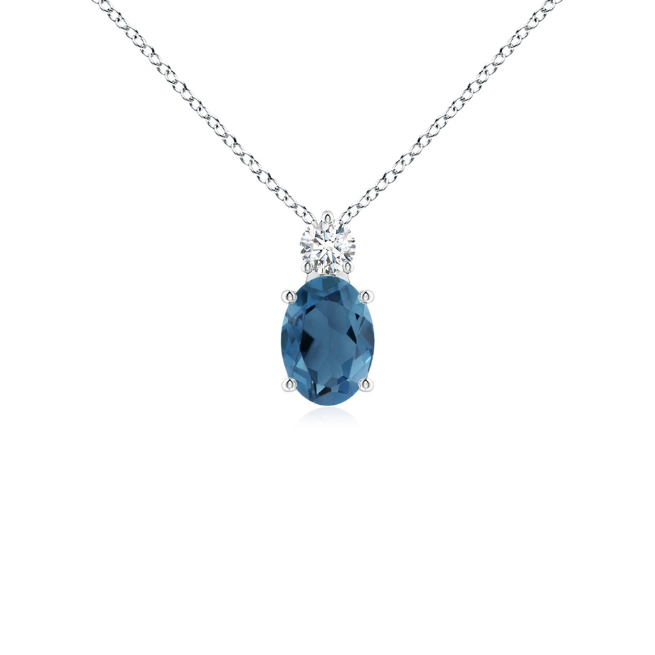 7x5mm A Oval London Blue Topaz Solitaire Pendant with Diamond in P950 Platinum 