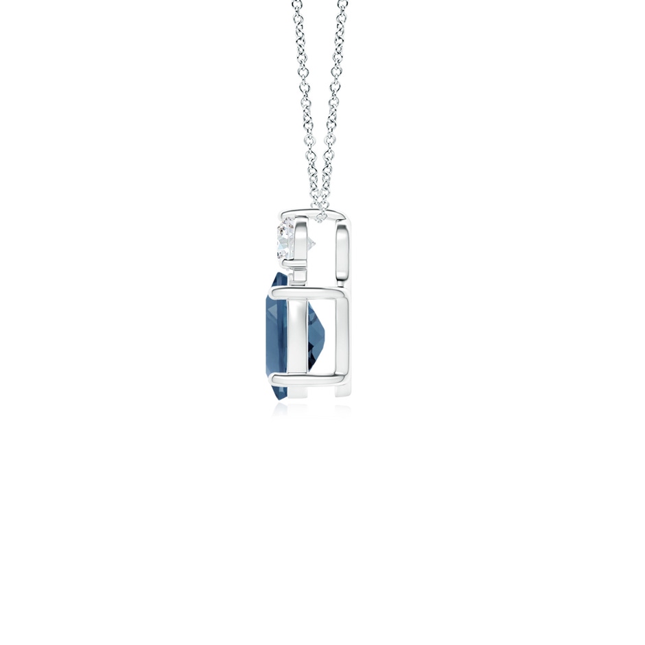 7x5mm A Oval London Blue Topaz Solitaire Pendant with Diamond in P950 Platinum side-1