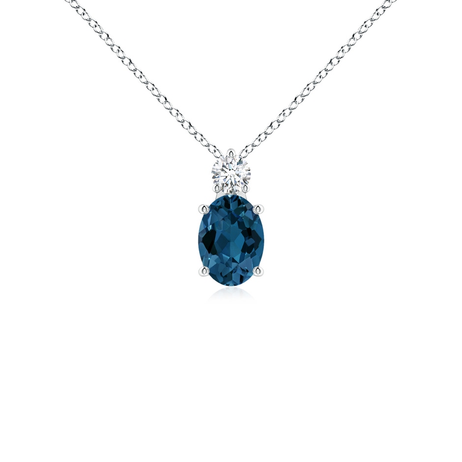 7x5mm AAA Oval London Blue Topaz Solitaire Pendant with Diamond in P950 Platinum 