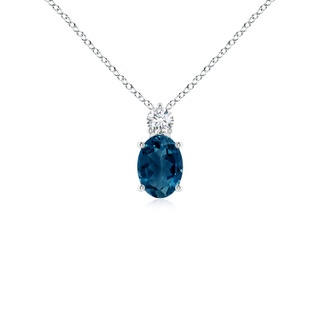 7x5mm AAAA Oval London Blue Topaz Solitaire Pendant with Diamond in P950 Platinum