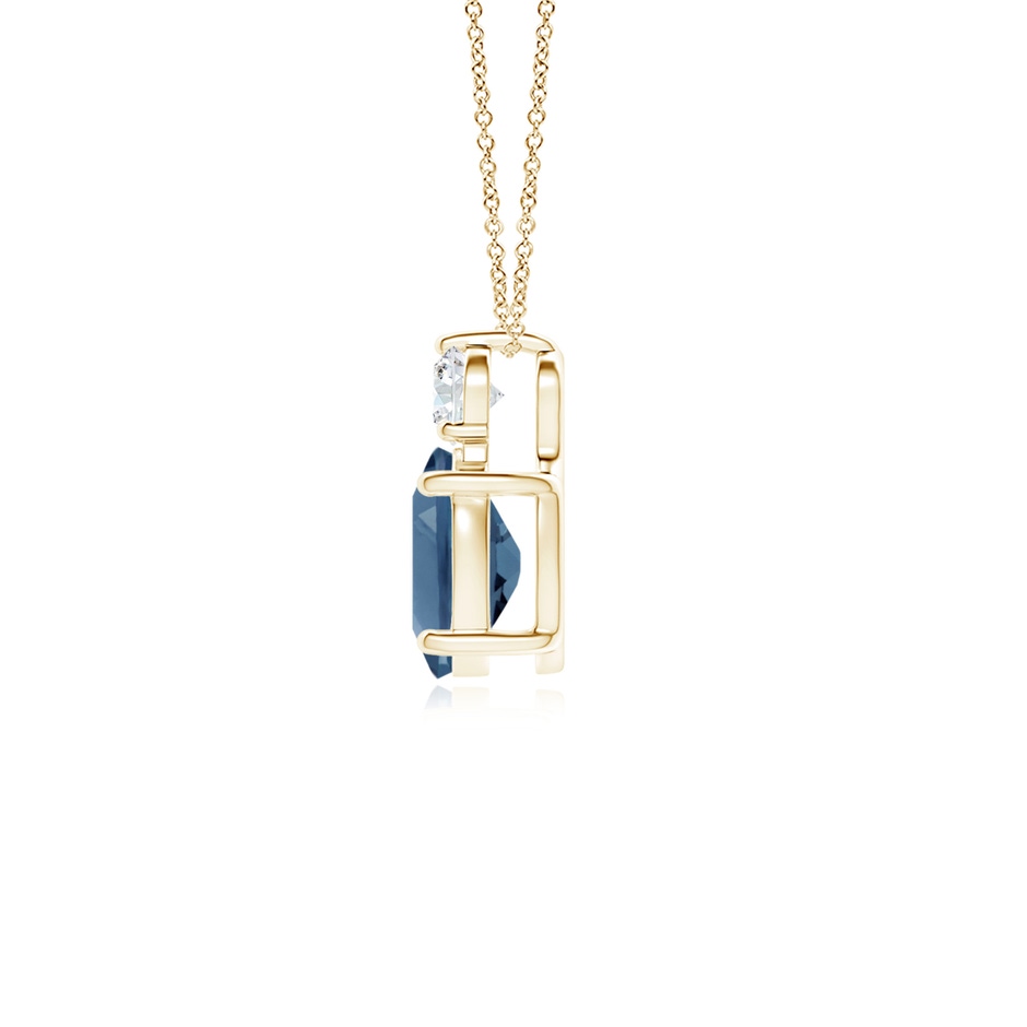 8x6mm A Oval London Blue Topaz Solitaire Pendant with Diamond in Yellow Gold side-1