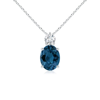 9x7mm AAA Oval London Blue Topaz Solitaire Pendant with Diamond in P950 Platinum