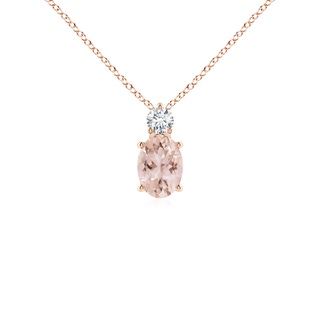 7x5mm AAA Oval Morganite Solitaire Pendant with Diamond in Rose Gold