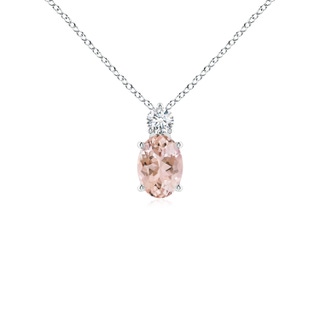 7x5mm AAAA Oval Morganite Solitaire Pendant with Diamond in P950 Platinum