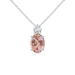 9x7mm AAAA Oval Morganite Solitaire Pendant with Diamond in P950 Platinum