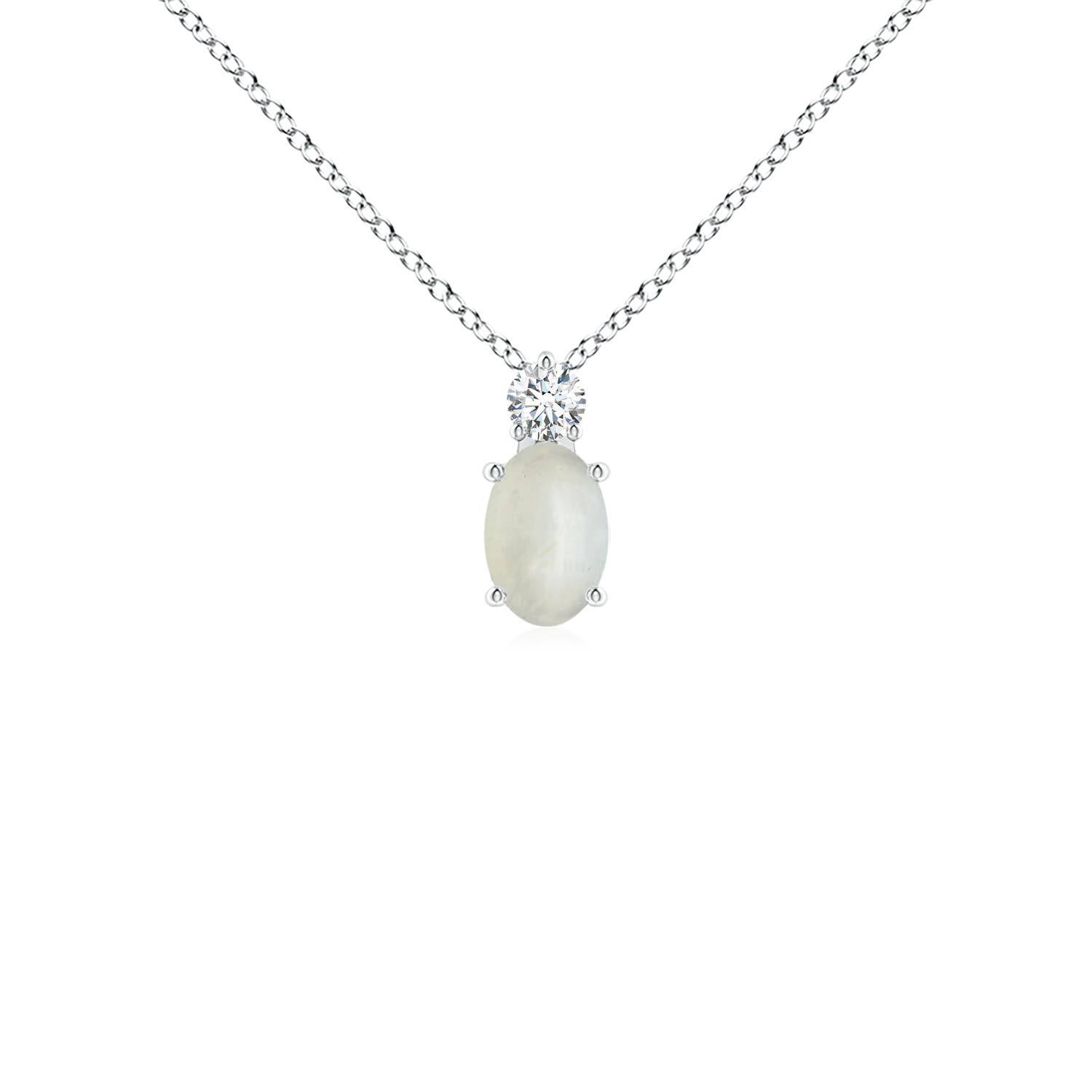 Oval Moonstone Solitaire Pendant with Diamond