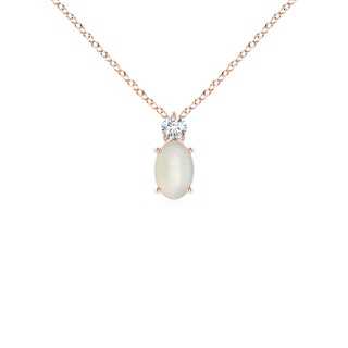 6x4mm AAA Oval Moonstone Solitaire Pendant with Diamond in Rose Gold