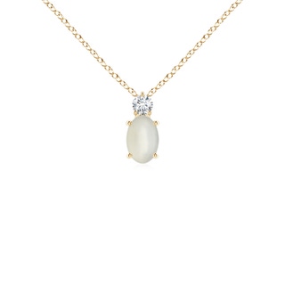 6x4mm AAA Oval Moonstone Solitaire Pendant with Diamond in Yellow Gold