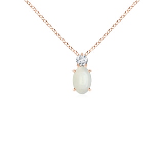 6x4mm AAAA Oval Moonstone Solitaire Pendant with Diamond in Rose Gold