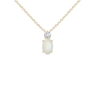 6x4mm AAAA Oval Moonstone Solitaire Pendant with Diamond in Yellow Gold