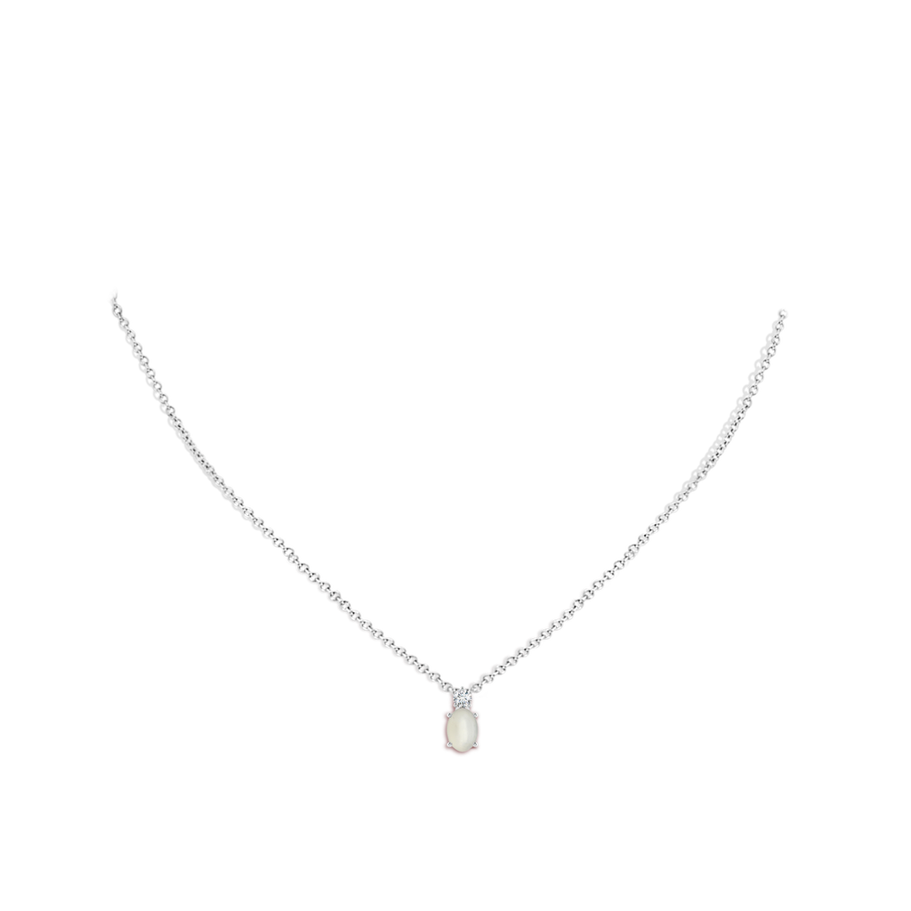 7x5mm AAA Oval Moonstone Solitaire Pendant with Diamond in White Gold Body-Neck