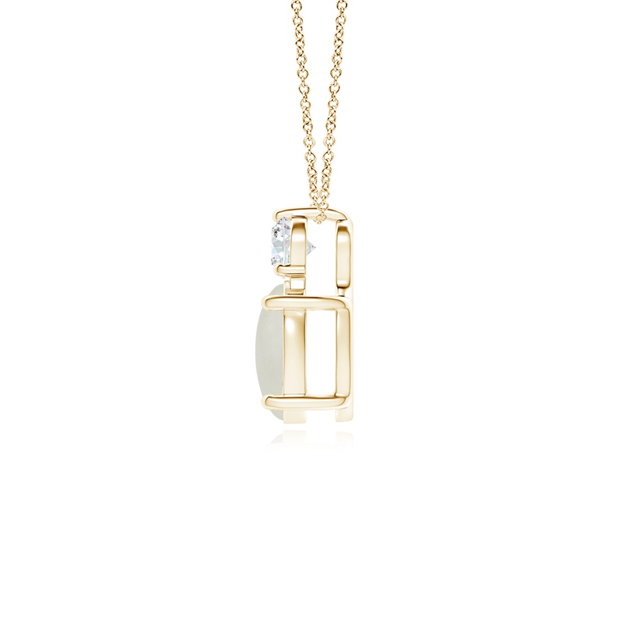 8x6mm AAA Oval Moonstone Solitaire Pendant with Diamond in Yellow Gold side-1