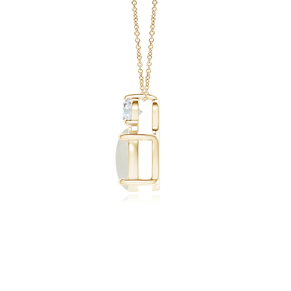 8x6mm AAAA Oval Moonstone Solitaire Pendant with Diamond in Yellow Gold side-1