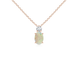 6x4mm AAA Oval Opal Solitaire Pendant with Diamond in Rose Gold