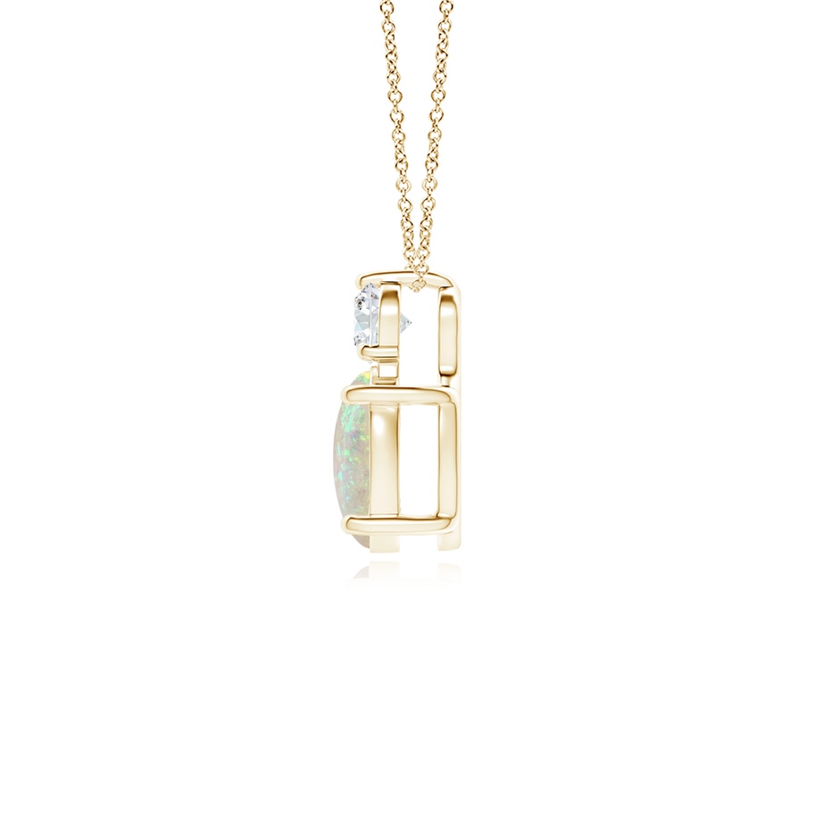 8x6mm AAA Oval Opal Solitaire Pendant with Diamond in Yellow Gold side-1