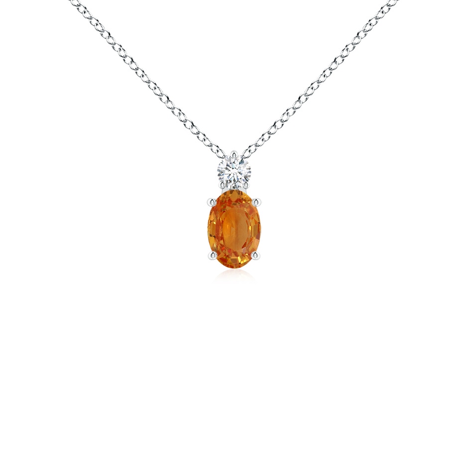 6x4mm AA Oval Orange Sapphire Solitaire Pendant with Diamond in S999 Silver 