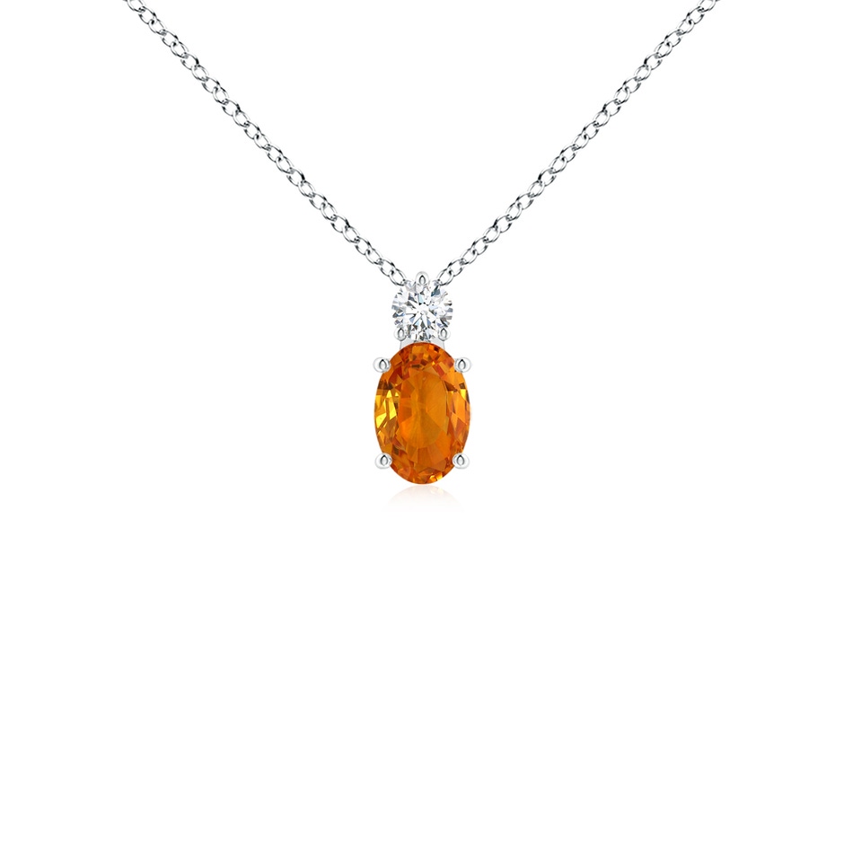 6x4mm AAA Oval Orange Sapphire Solitaire Pendant with Diamond in S999 Silver 