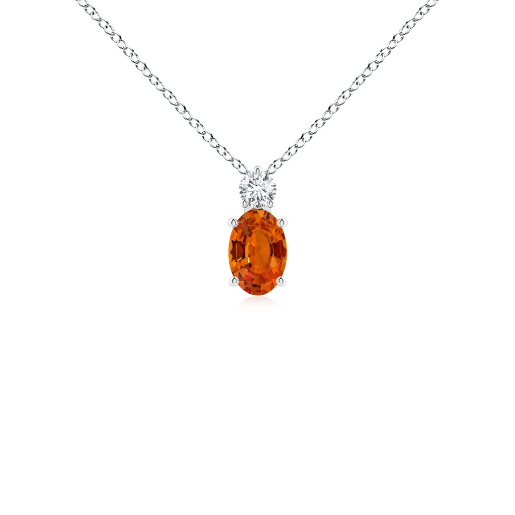 6x4mm AAAA Oval Orange Sapphire Solitaire Pendant with Diamond in P950 Platinum