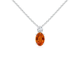 6x4mm AAAA Oval Orange Sapphire Solitaire Pendant with Diamond in P950 Platinum