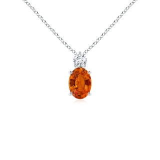 7x5mm AAAA Oval Orange Sapphire Solitaire Pendant with Diamond in P950 Platinum