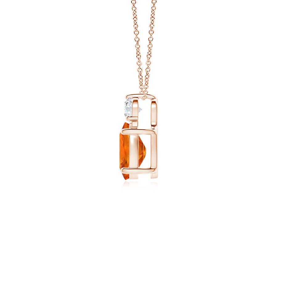 7x5mm AAAA Oval Orange Sapphire Solitaire Pendant with Diamond in Rose Gold side-1