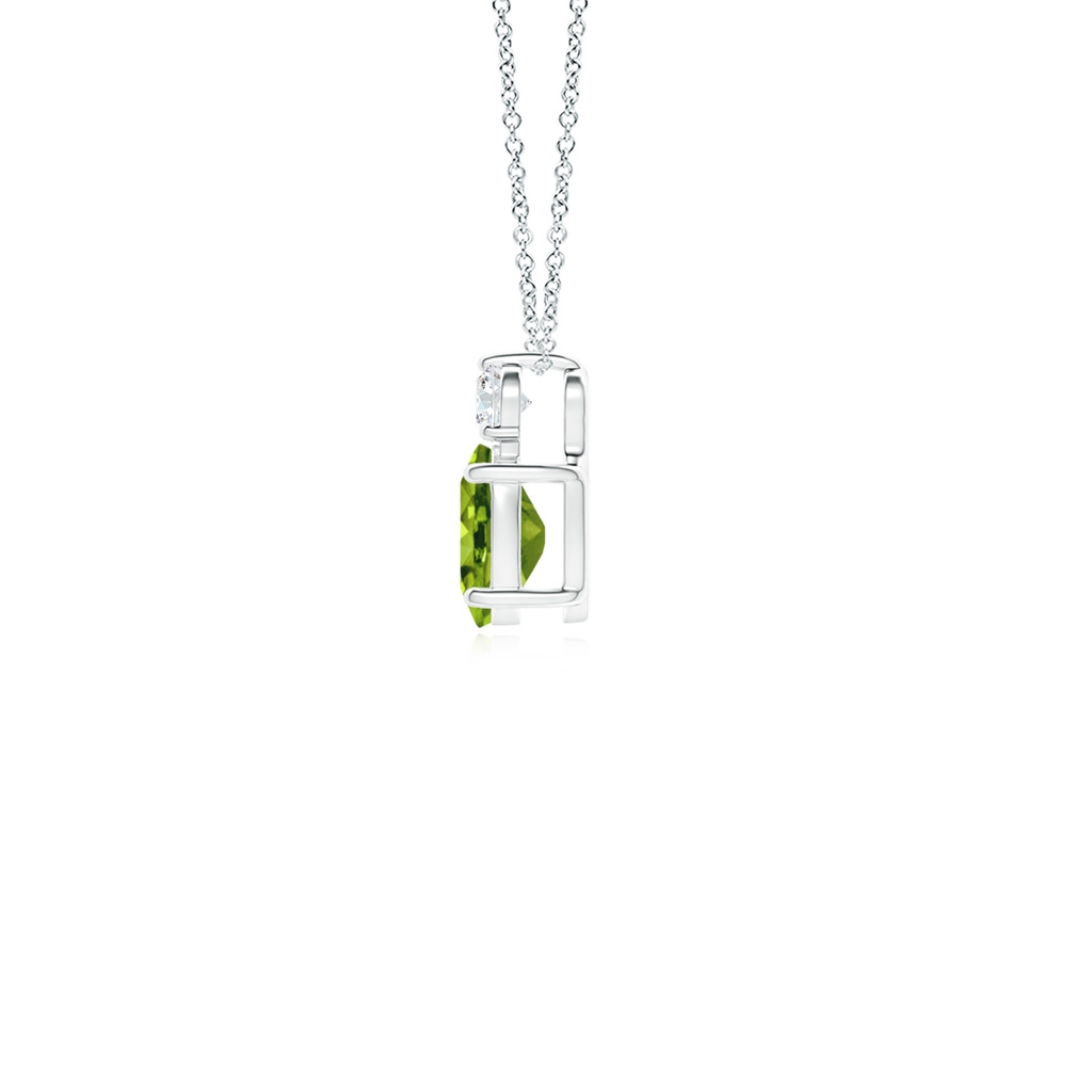 6x4mm AAAA Oval Peridot Solitaire Pendant with Diamond in P950 Platinum - side 199