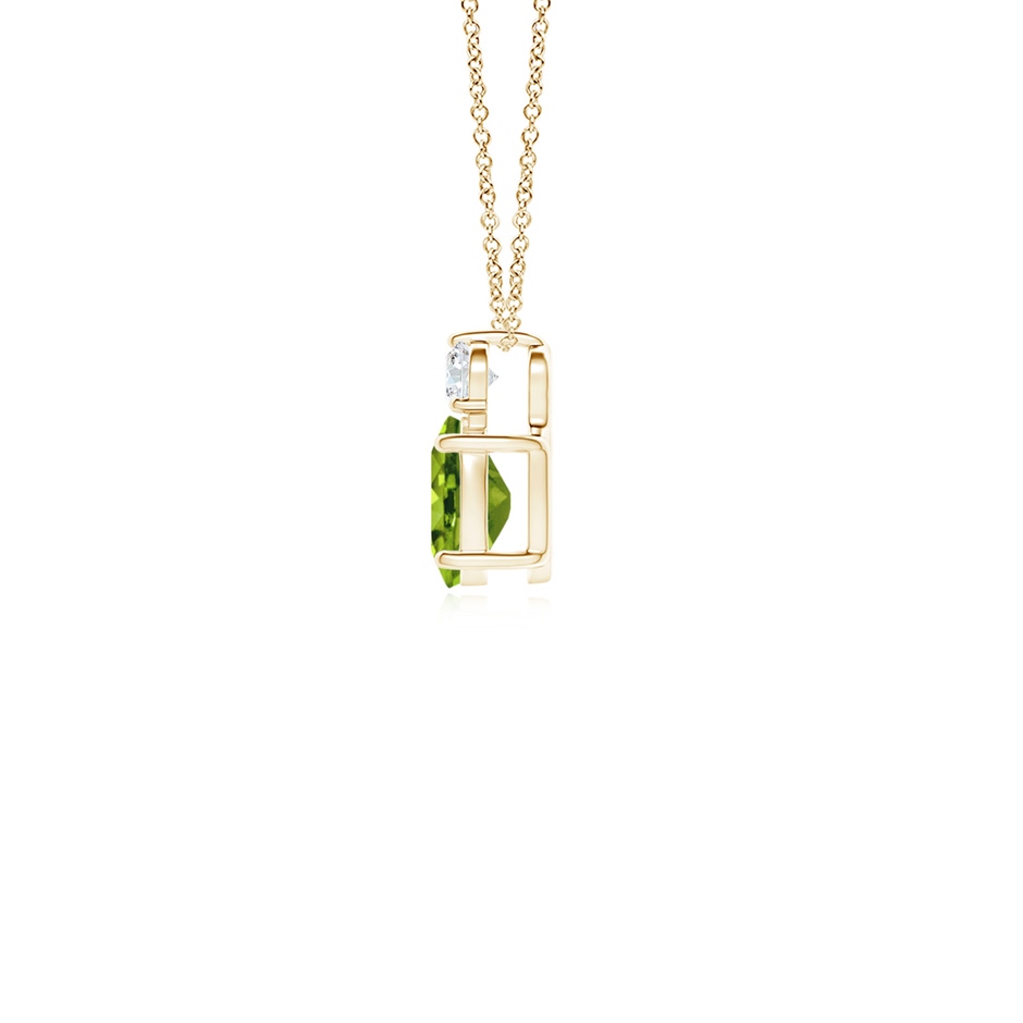 6x4mm AAAA Oval Peridot Solitaire Pendant with Diamond in Yellow Gold side 199