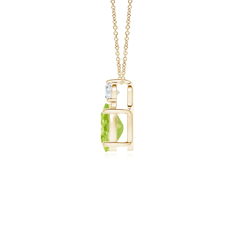 7x5mm AA Oval Peridot Solitaire Pendant with Diamond in Yellow Gold side 199