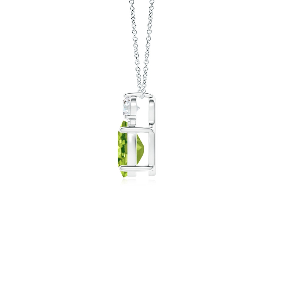 7x5mm AAA Oval Peridot Solitaire Pendant with Diamond in White Gold side 199