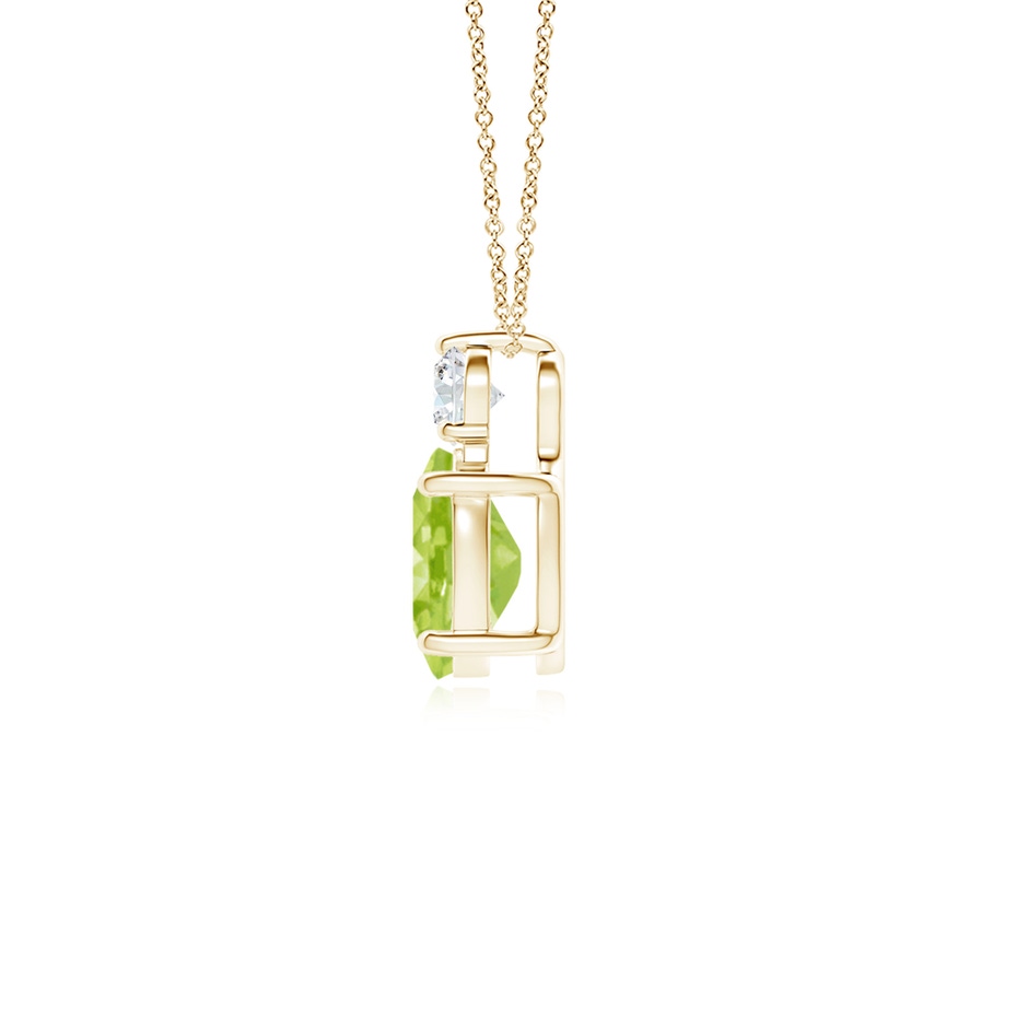 8x6mm AA Oval Peridot Solitaire Pendant with Diamond in Yellow Gold side 199