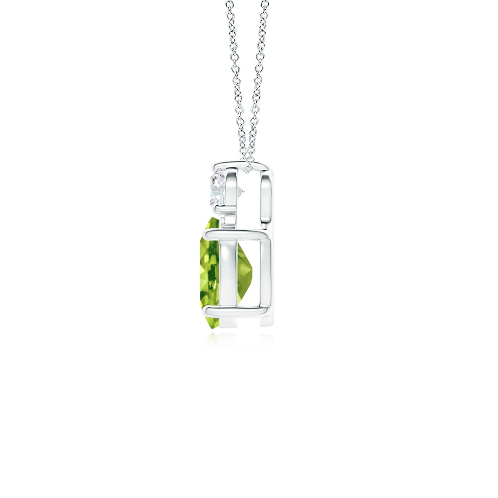 8x6mm AAA Oval Peridot Solitaire Pendant with Diamond in White Gold Side 199