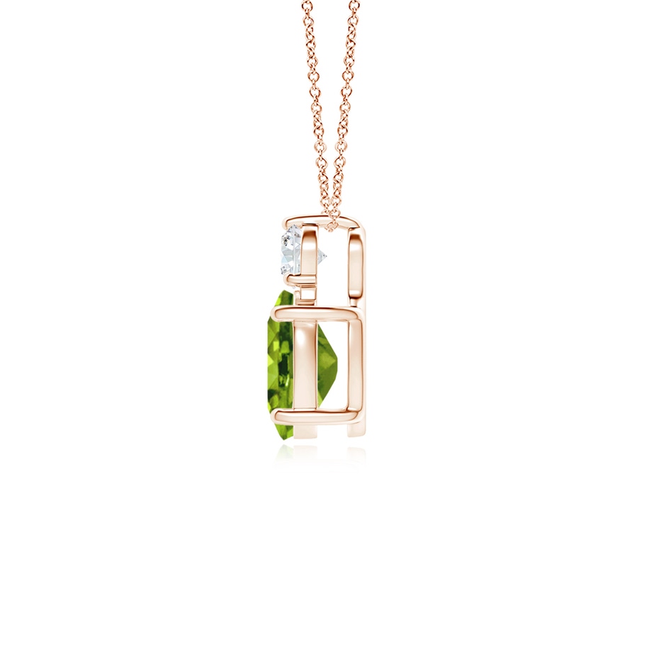 8x6mm AAAA Oval Peridot Solitaire Pendant with Diamond in Rose Gold side 199
