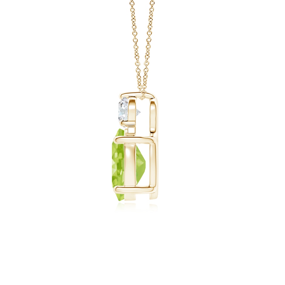 9x7mm AA Oval Peridot Solitaire Pendant with Diamond in 10K Yellow Gold side 199