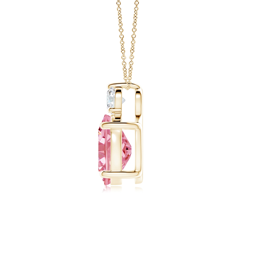10x8mm AAAA Oval Fancy Intense Pink Diamond Solitaire Pendant in Yellow Gold - side 199